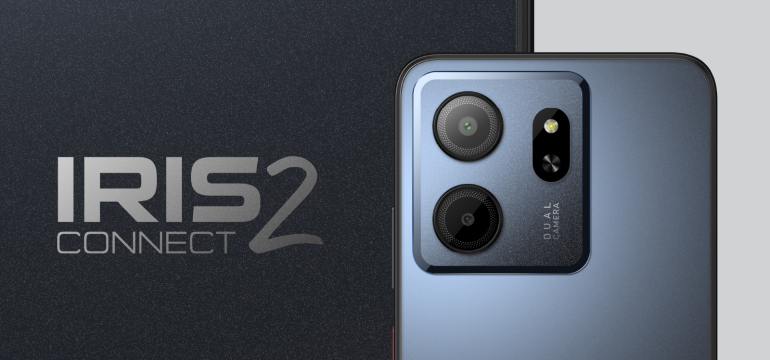 Image of the IRIS Connect 2 smartphone with a blog highlighting its features, including the large display, camera and all-day battery life, and reasons to buy it.