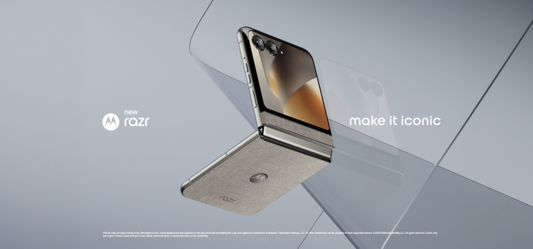 image of Motorola razr with a blog that talks about how it is available now for purchase at Consumer Cellular.